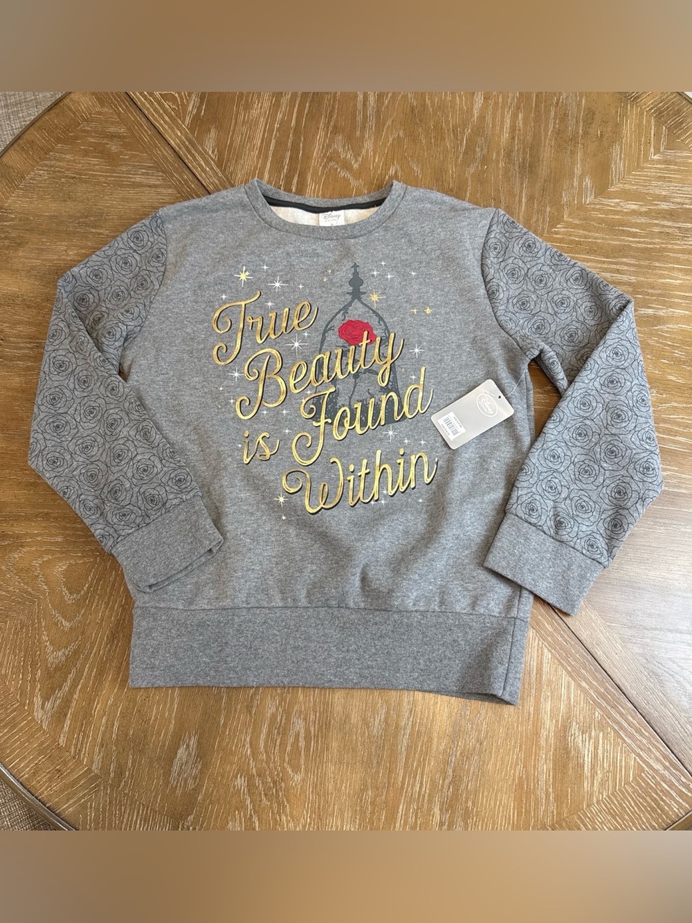 Disney Store Gray Beauty and Beast "True beauty Found Within" Sweatshirt NWT
